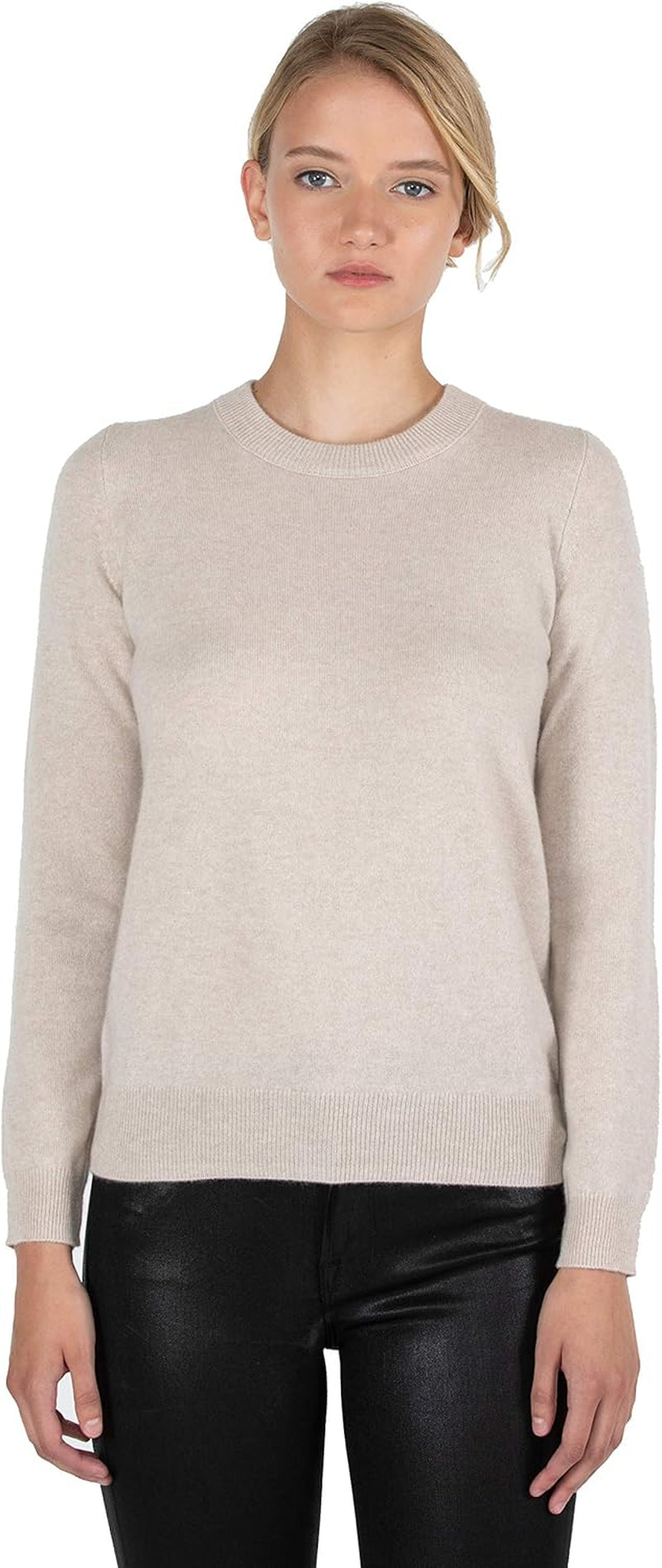 Women'S 100% Pure Cashmere Long Sleeve Crew Neck Sweater