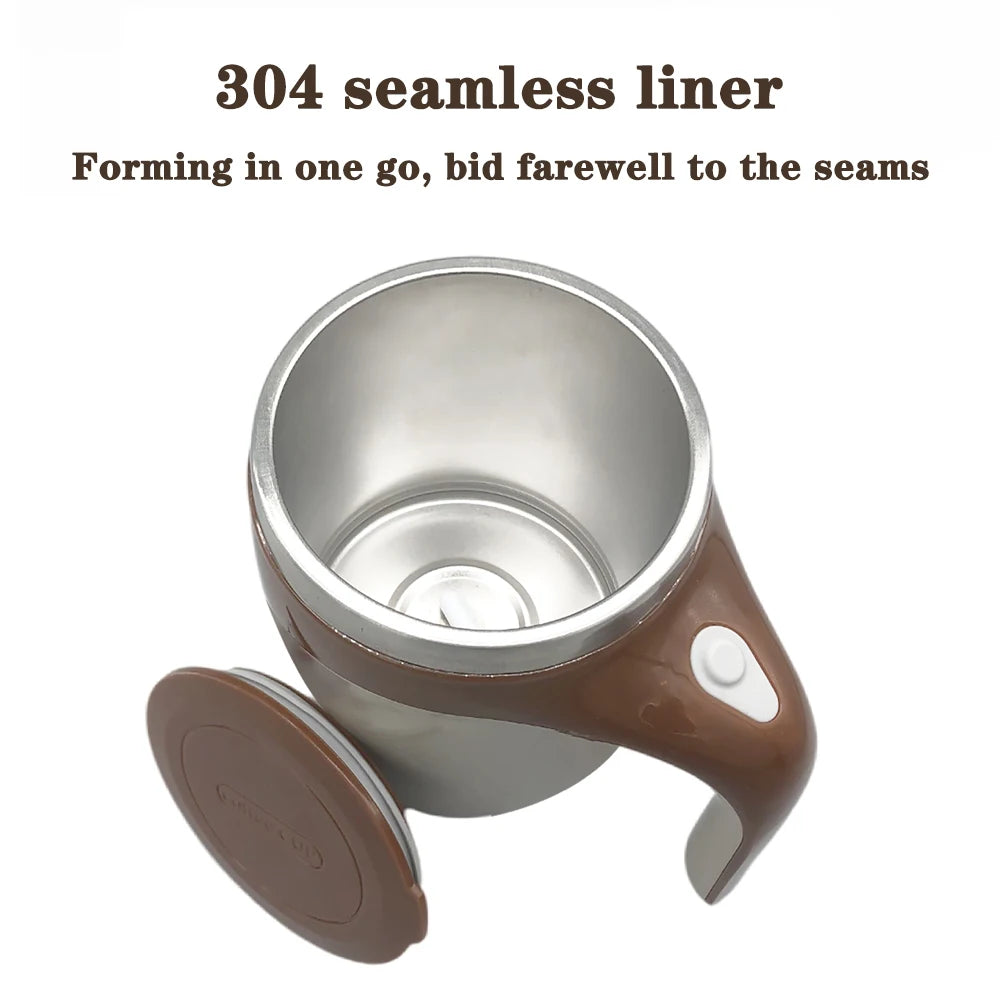 Self Stirring Coffee Mug – Magnetic Auto Stirring Cup | 304 Stainless Steel Electric Mixing Mug for Coffee, Milk, Tea & Hot Drinks