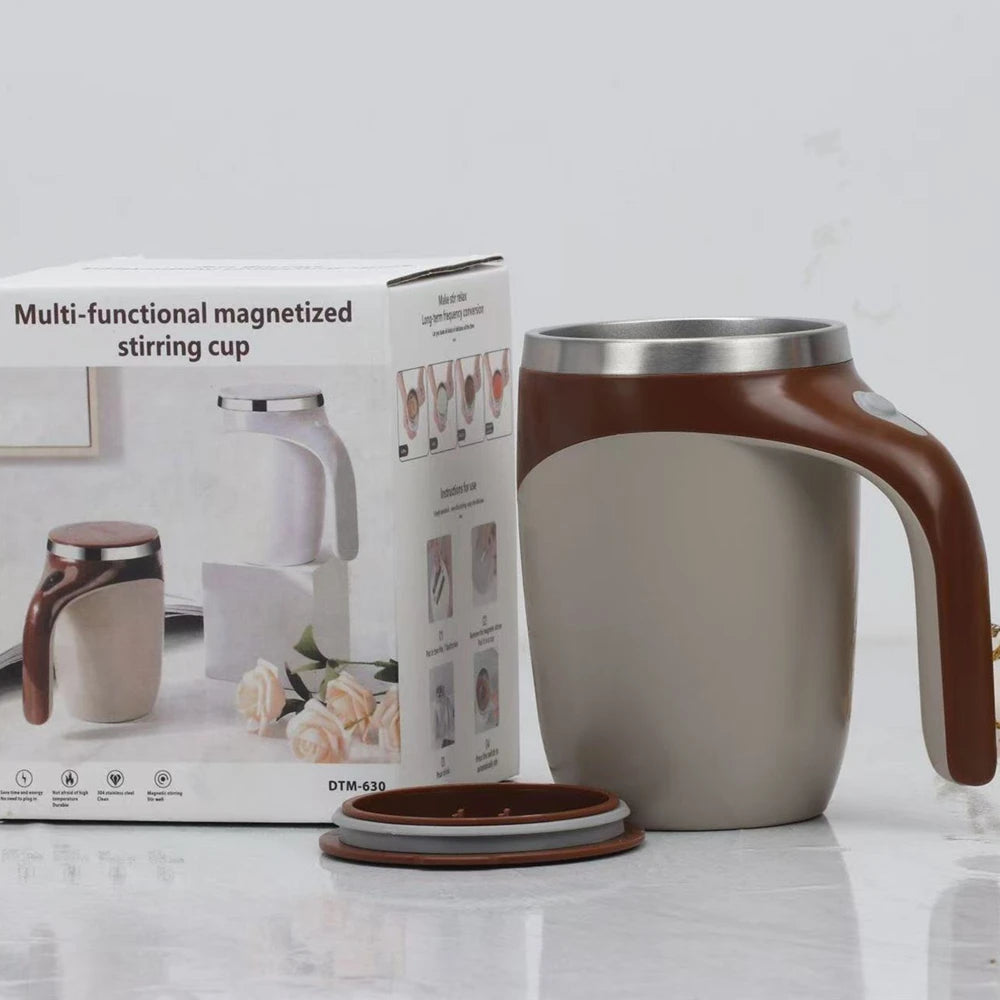 Self Stirring Coffee Mug – Magnetic Auto Stirring Cup | 304 Stainless Steel Electric Mixing Mug for Coffee, Milk, Tea & Hot Drinks