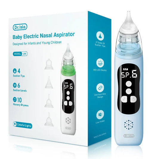MAMIJOY Baby Electric Nasal Aspirator Nose Suction Device with Food Grade Silicone Mouthpiece 6 Suction Modes and Soothing Music