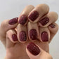 24Pcs Solid Color Wine Red Design Press on Nail Short Square False Nails Simple Detachable Finished Full Cover Nail Tips