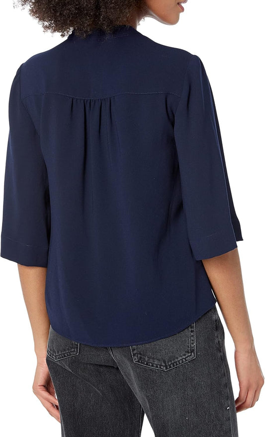 Women'S Relaxed Fit Button up with Front Tie
