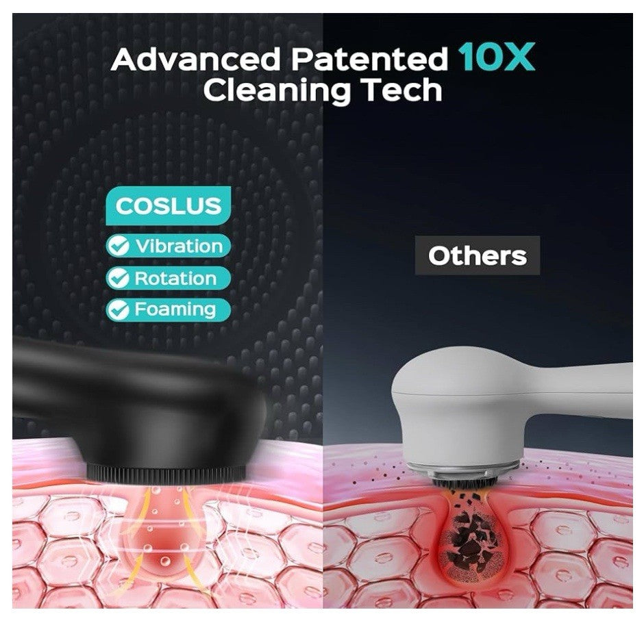 Face Scrubber Facial Cleansing Brush: 2 in 1 Spin and Vibration Patented Tech