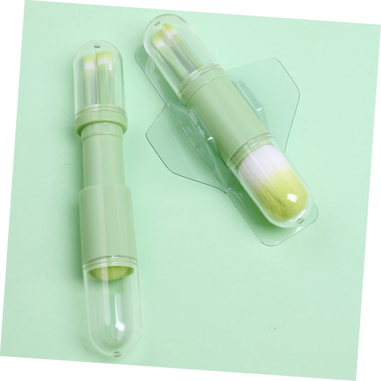 Double-Ended Retractable Powder Brush Makeup Brush Set Portable Soft Artificial for Women and Girls