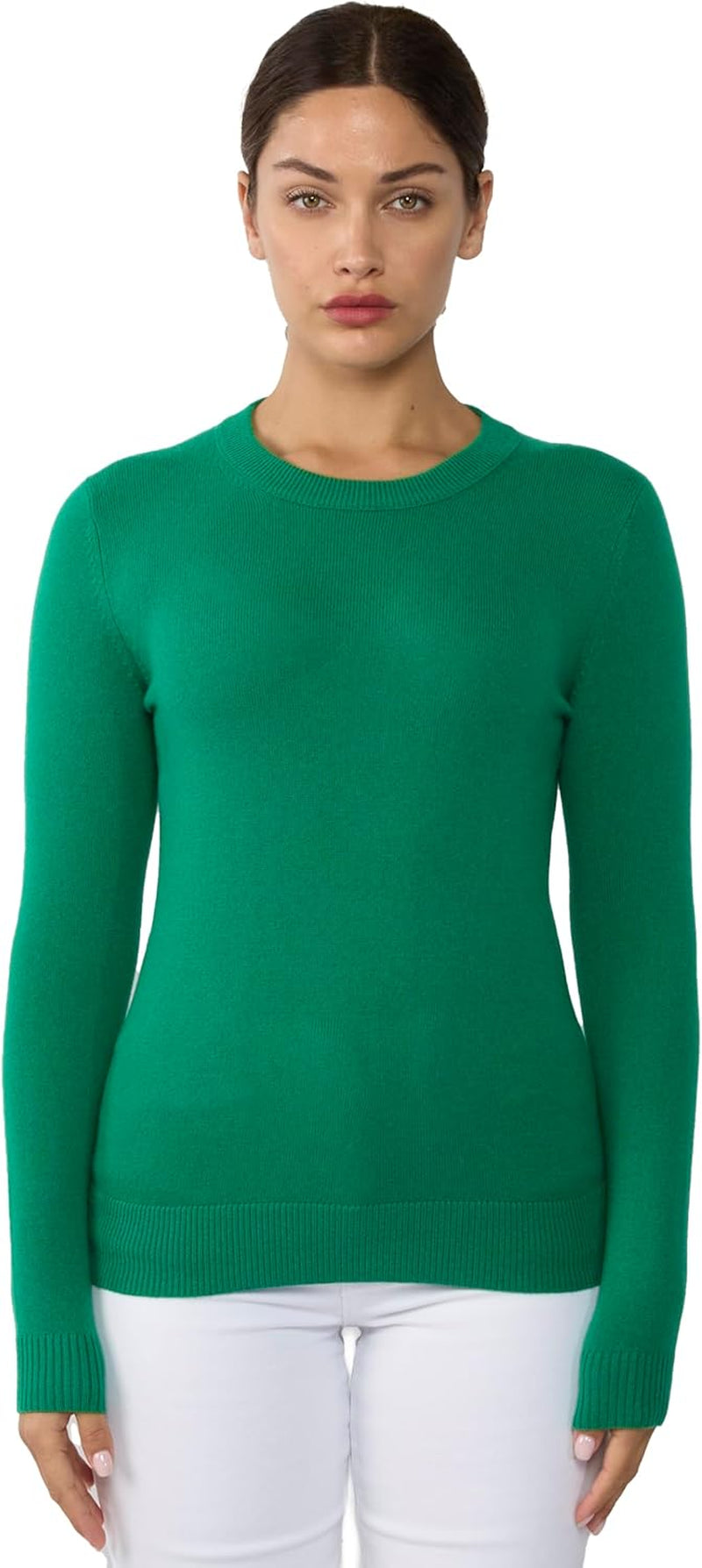 Women'S 100% Pure Cashmere Long Sleeve Crew Neck Sweater