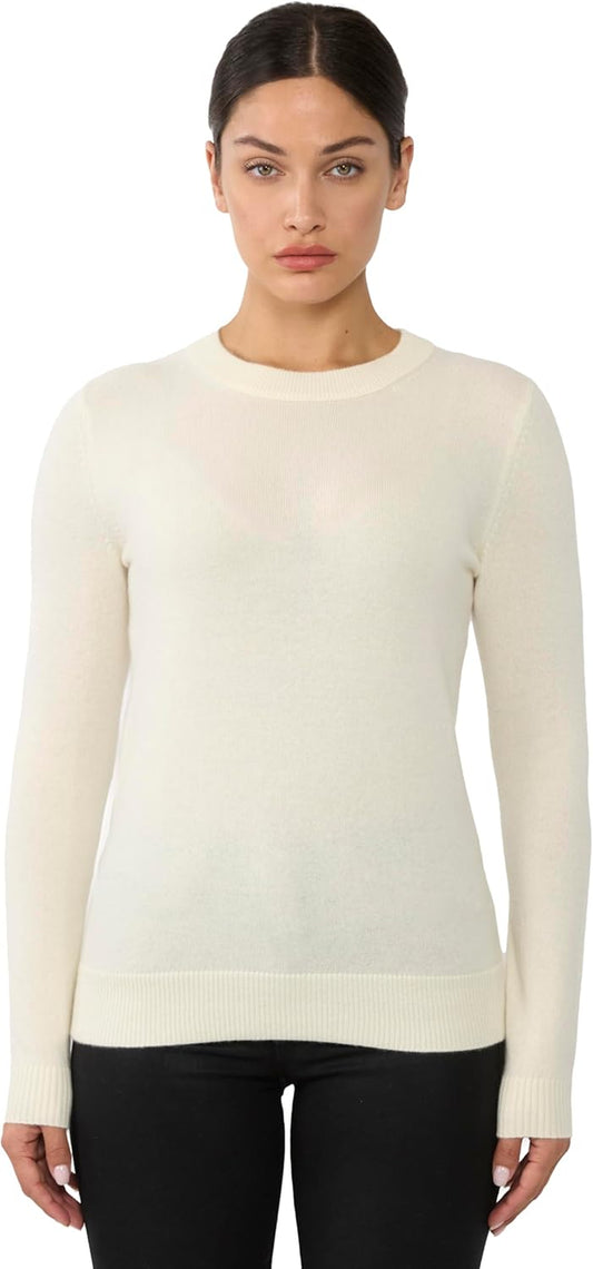 Women'S 100% Pure Cashmere Long Sleeve Crew Neck Sweater