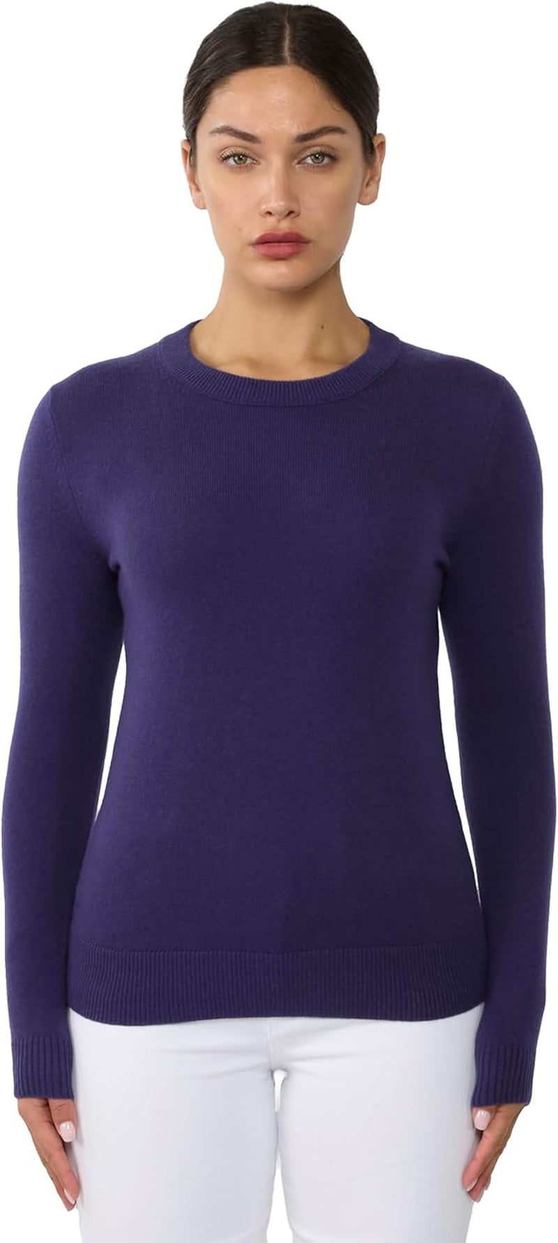 Women'S 100% Pure Cashmere Long Sleeve Crew Neck Sweater