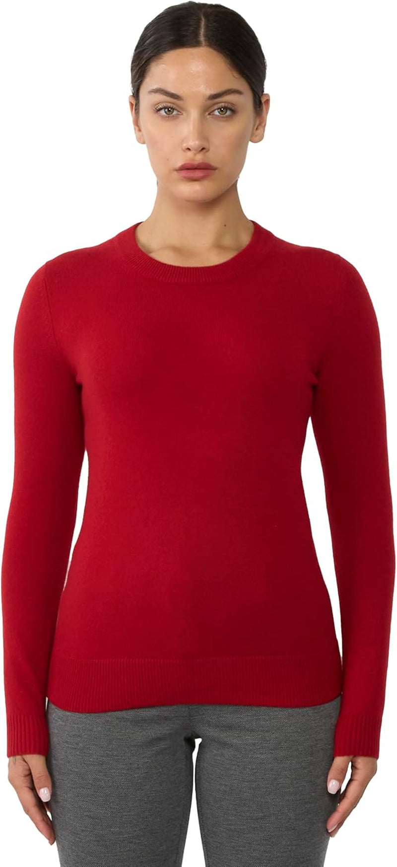 Women'S 100% Pure Cashmere Long Sleeve Crew Neck Sweater